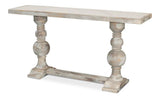 Double Pedestal Console Table Distressed White Solid Wood Console Tables LOOMLAN By Sarreid