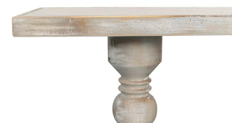 Double Pedestal Console Table Distressed White Solid Wood Console Tables LOOMLAN By Sarreid