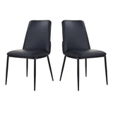 Douglas Black Leather Dining Chair Set of 2 Dining Chairs LOOMLAN By Moe's Home