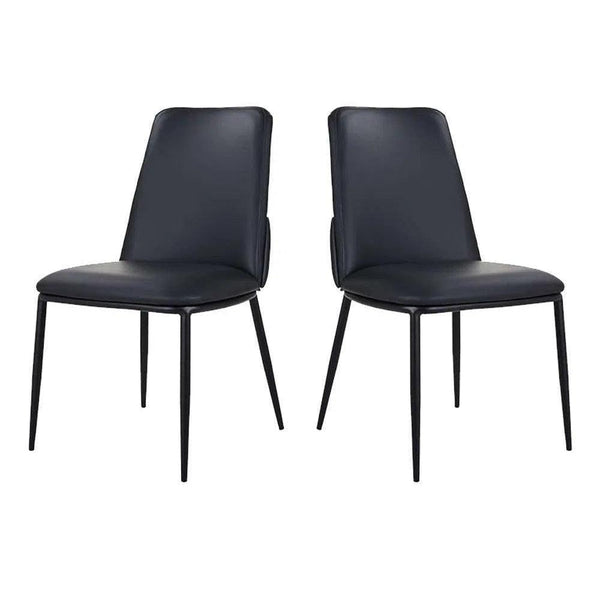 Douglas Black Leather Dining Chair Set of 2 Dining Chairs LOOMLAN By Moe's Home