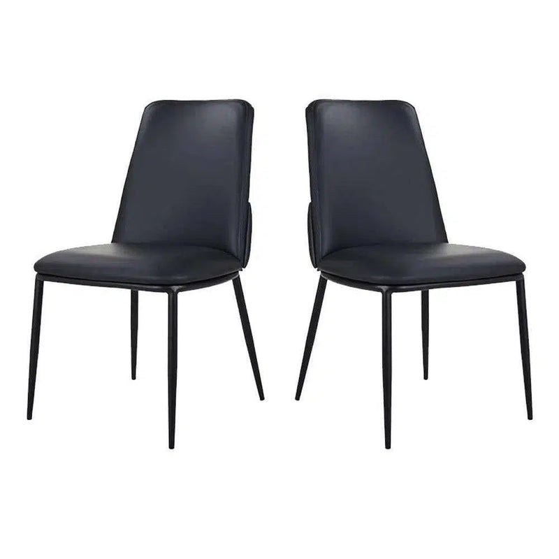 Douglas Black Leather Dining Chair Set of 2 Dining Chairs LOOMLAN By Moe's Home