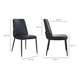 Douglas Black Leather Dining Chair Set of 2 Dining Chairs LOOMLAN By Moe's Home