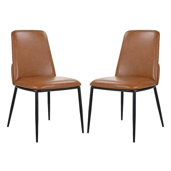 Douglas Brown Leather Dining Chair Set of 2 Dining Chairs LOOMLAN By Moe's Home