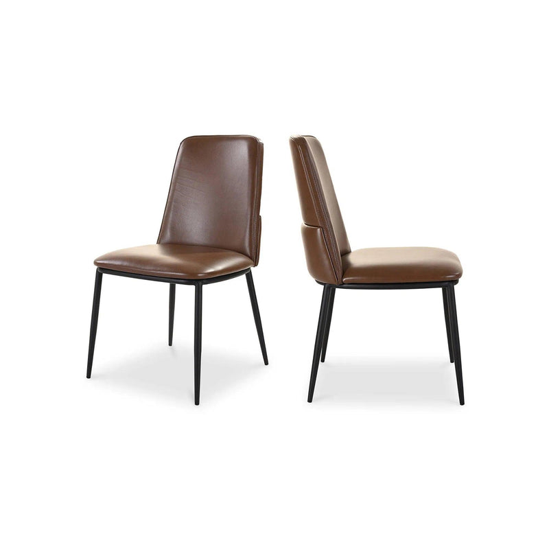 Douglas Dark Brown Leather Armless Dining Chair (Set of 2) Dining Chairs LOOMLAN By Moe's Home