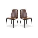 Douglas Dark Brown Leather Armless Dining Chair (Set of 2) Dining Chairs LOOMLAN By Moe's Home