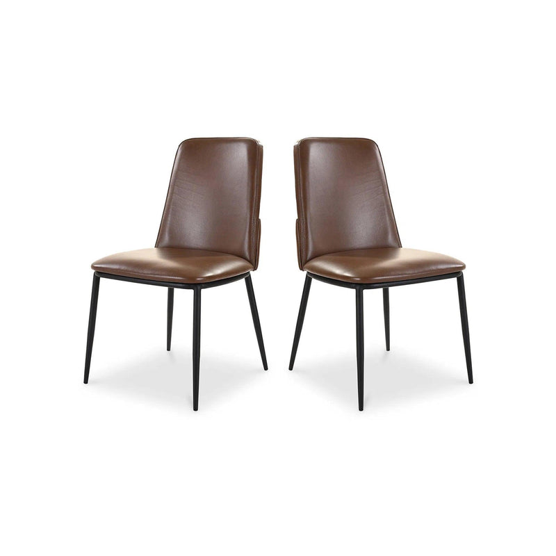 Douglas Dark Brown Leather Armless Dining Chair (Set of 2) Dining Chairs LOOMLAN By Moe's Home