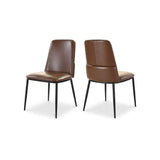 Douglas Dark Brown Leather Armless Dining Chair (Set of 2) Dining Chairs LOOMLAN By Moe's Home