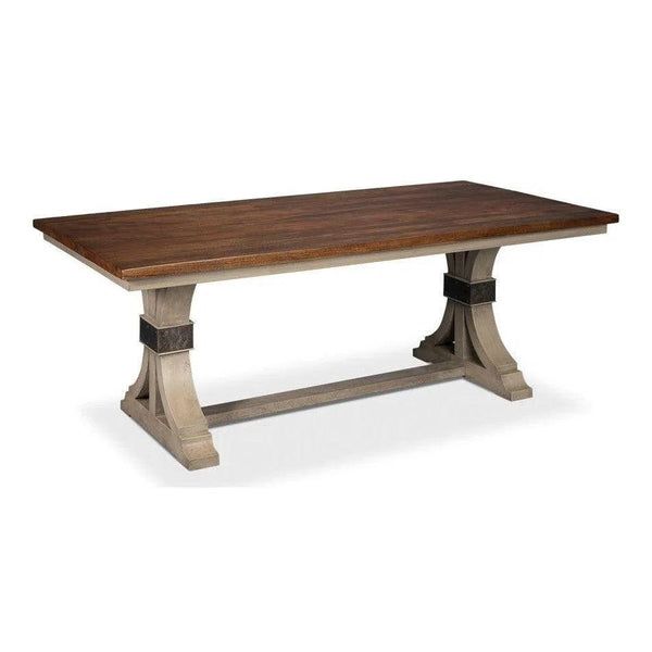 Dover Wood and Metal Brown Rectangular Dining Table Dining Tables LOOMLAN By Sarreid