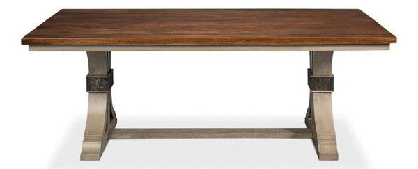 Dover Wood and Metal Brown Rectangular Dining Table Dining Tables LOOMLAN By Sarreid