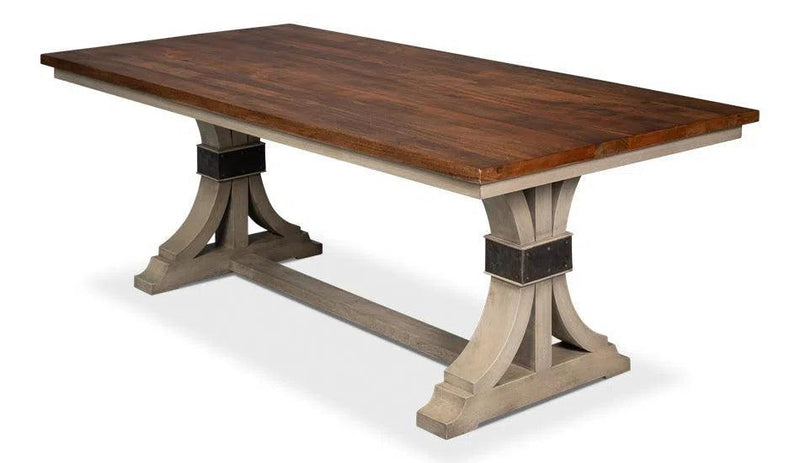 Dover Wood and Metal Brown Rectangular Dining Table Dining Tables LOOMLAN By Sarreid