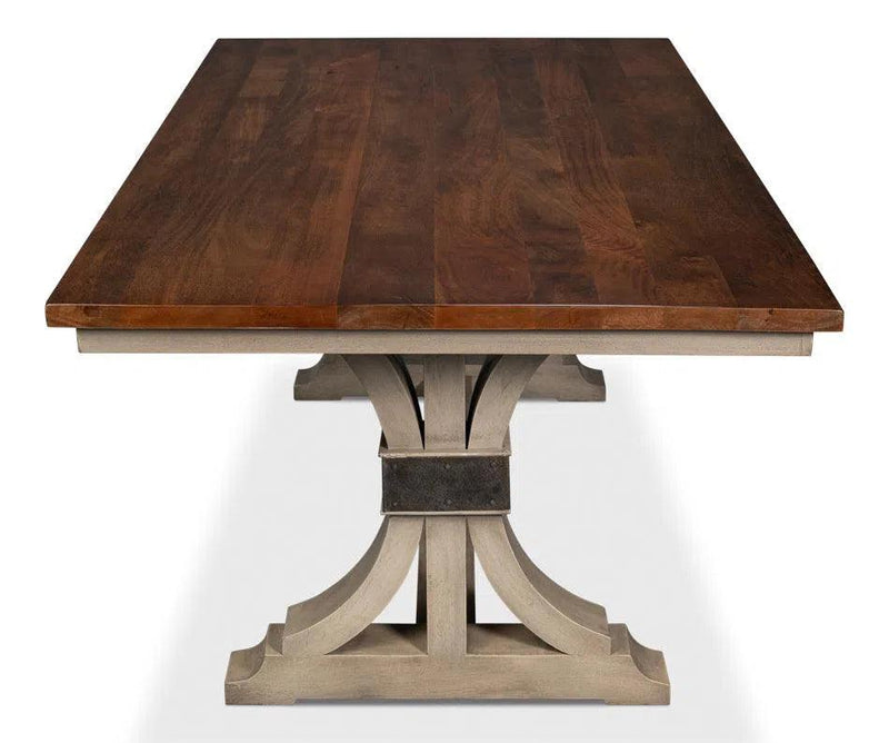 Dover Wood and Metal Brown Rectangular Dining Table Dining Tables LOOMLAN By Sarreid