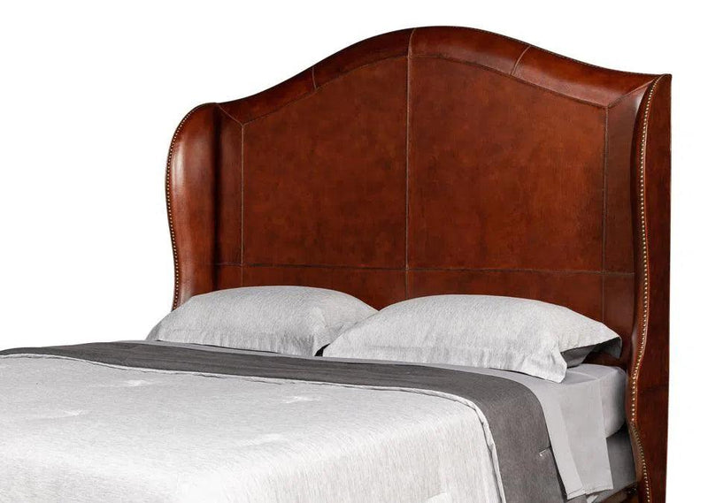 Dowry Equestrian Genuine Leather Headboard Beds LOOMLAN By Sarreid