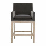 Drake Counter Stool Dark Dove Velvet Natural Gray Oak Counter Stools LOOMLAN By Essentials For Living