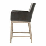 Drake Counter Stool Dark Dove Velvet Natural Gray Oak Counter Stools LOOMLAN By Essentials For Living