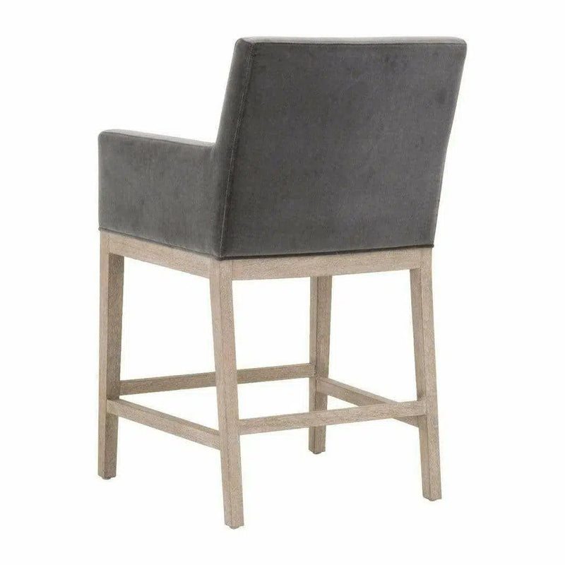 Drake Counter Stool Dark Dove Velvet Natural Gray Oak Counter Stools LOOMLAN By Essentials For Living