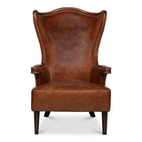 Drake Distilled Leather Accent Chair Tall Back Accent Chairs LOOMLAN By Sarreid