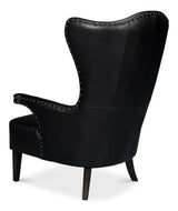 Drake Distilled Leather Black Arm Chair Club Chairs LOOMLAN By Sarreid