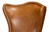 Drake Distilled Leather Brown Arm Chair Club Chairs LOOMLAN By Sarreid