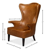 Drake Distilled Leather Brown Arm Chair Club Chairs LOOMLAN By Sarreid