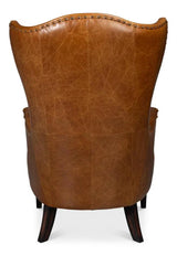 Drake Distilled Leather Brown Arm Chair Club Chairs LOOMLAN By Sarreid