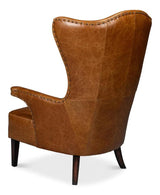 Drake Distilled Leather Brown Arm Chair Club Chairs LOOMLAN By Sarreid