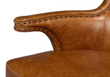 Drake Distilled Leather Brown Arm Chair Club Chairs LOOMLAN By Sarreid