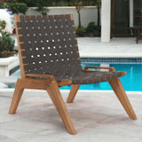 Draper Teak Outdoor Woven Chat Chair Outdoor Accent Chairs LOOMLAN By HiTeak