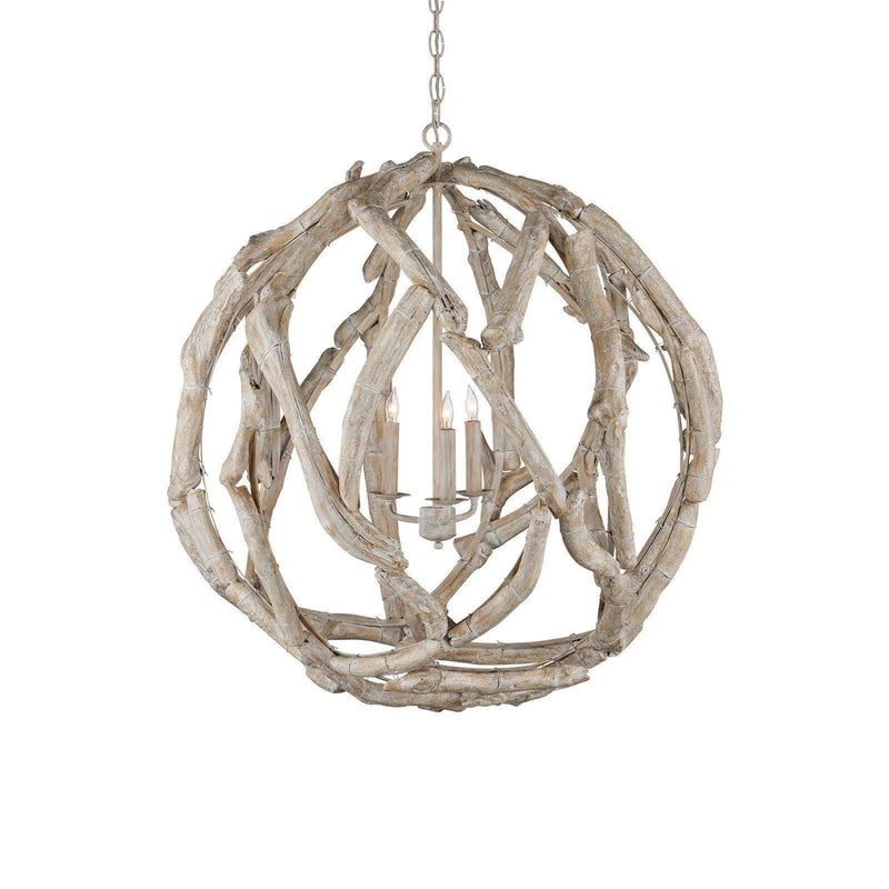 Driftwood Whitewash Orb Chandelier Chandeliers LOOMLAN By Currey & Co