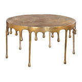 Drip Antique Brass Round Coffee Table Coffee Tables LOOMLAN By Zuo Modern