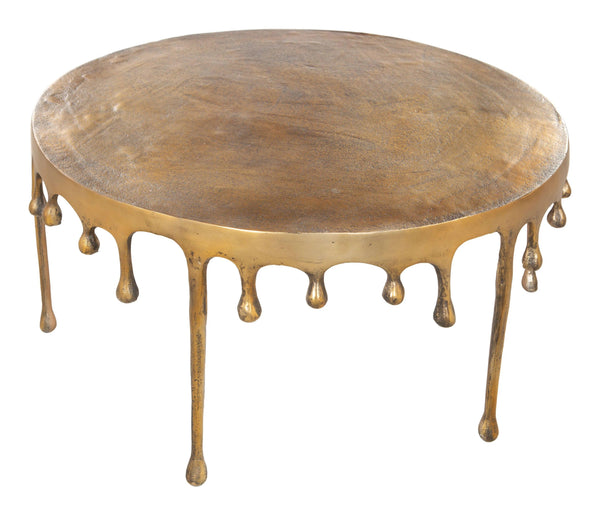 Drip Antique Brass Round Coffee Table Coffee Tables LOOMLAN By Zuo Modern