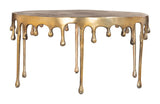 Drip Antique Brass Round Coffee Table Coffee Tables LOOMLAN By Zuo Modern