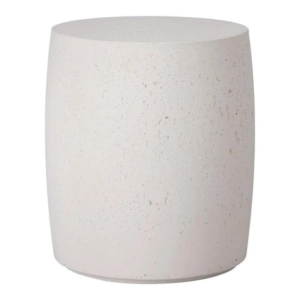 Drum 18 in. Round Chalk White Terrazzo Garden Stool Outdoor Stools LOOMLAN By Emissary