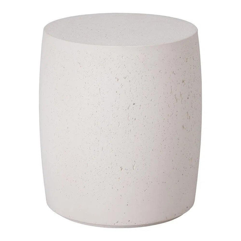 Drum 18 in. Round Chalk White Terrazzo Garden Stool Outdoor Stools LOOMLAN By Emissary