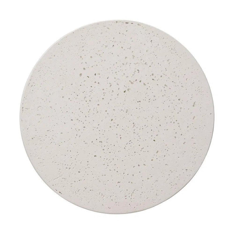 Drum 18 in. Round Chalk White Terrazzo Garden Stool Outdoor Stools LOOMLAN By Emissary