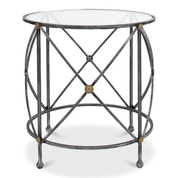 Drum & Fife Lamp Table Side Table Glass Top Side Tables LOOMLAN By Sarreid