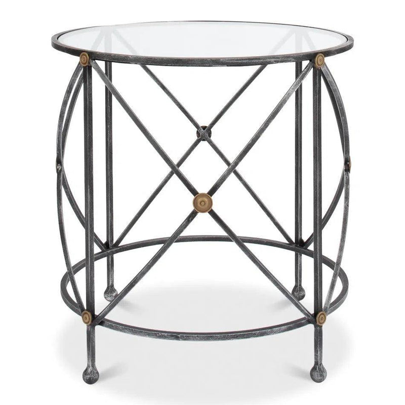 Drum & Fife Lamp Table Side Table Glass Top Side Tables LOOMLAN By Sarreid