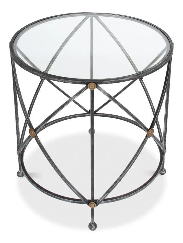 Drum & Fife Lamp Table Side Table Glass Top Side Tables LOOMLAN By Sarreid