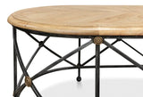 Drum & Fife Oval Coffee Table Parquet Top Reclaimed Iron Coffee Tables LOOMLAN By Sarreid