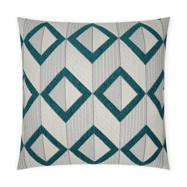 Dublin Peacock Geometric Turquoise Teal Large Throw Pillow With Insert Throw Pillows LOOMLAN By D.V. Kap