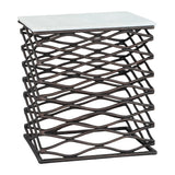 Duke Side Table White & Antique Black Side Tables LOOMLAN By Zuo Modern