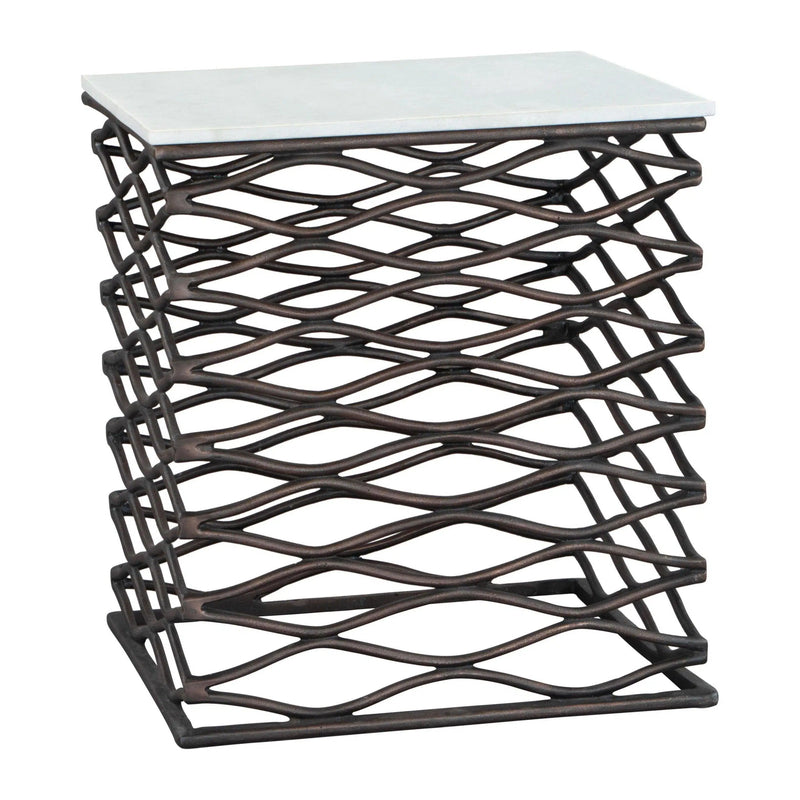 Duke Side Table White & Antique Black Side Tables LOOMLAN By Zuo Modern