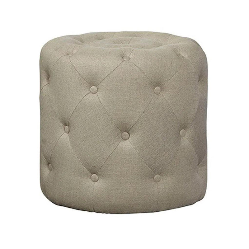 Dumplin' Linen Round Stool Poufs and Stools LOOMLAN By Furniture Classics