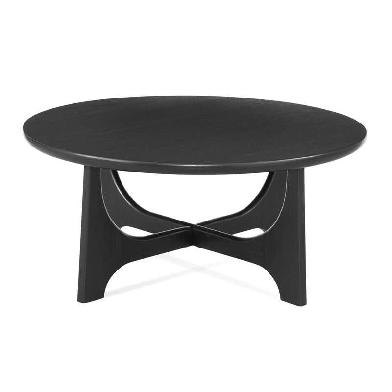 Dunnigan Wood Black Round Cocktail Table Coffee Tables LOOMLAN By Bassett Mirror