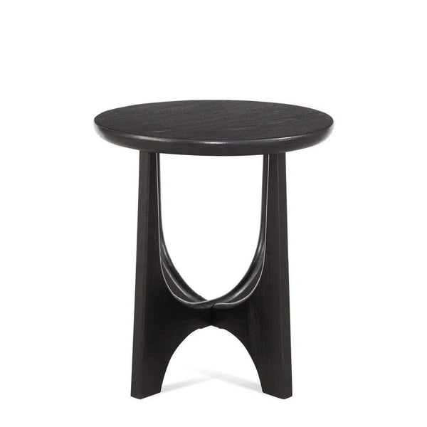 Dunnigan Wood Black Round End Table Side Tables LOOMLAN By Bassett Mirror