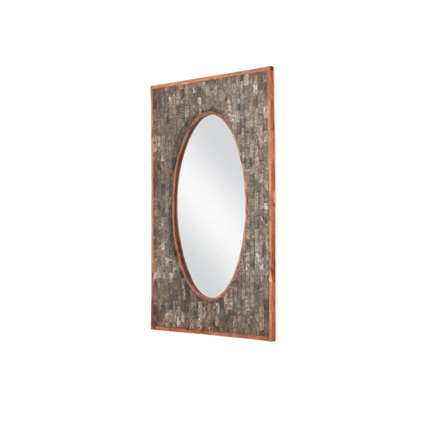 Ebba Horn and Wood Vertical Rectangular Mirror Wall Mirrors LOOMLAN By Currey & Co