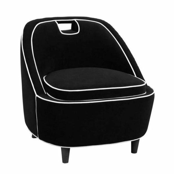 Ebony Club Chair Black Armless Low Profile Accent Chair Club Chairs LOOMLAN By LH Imports