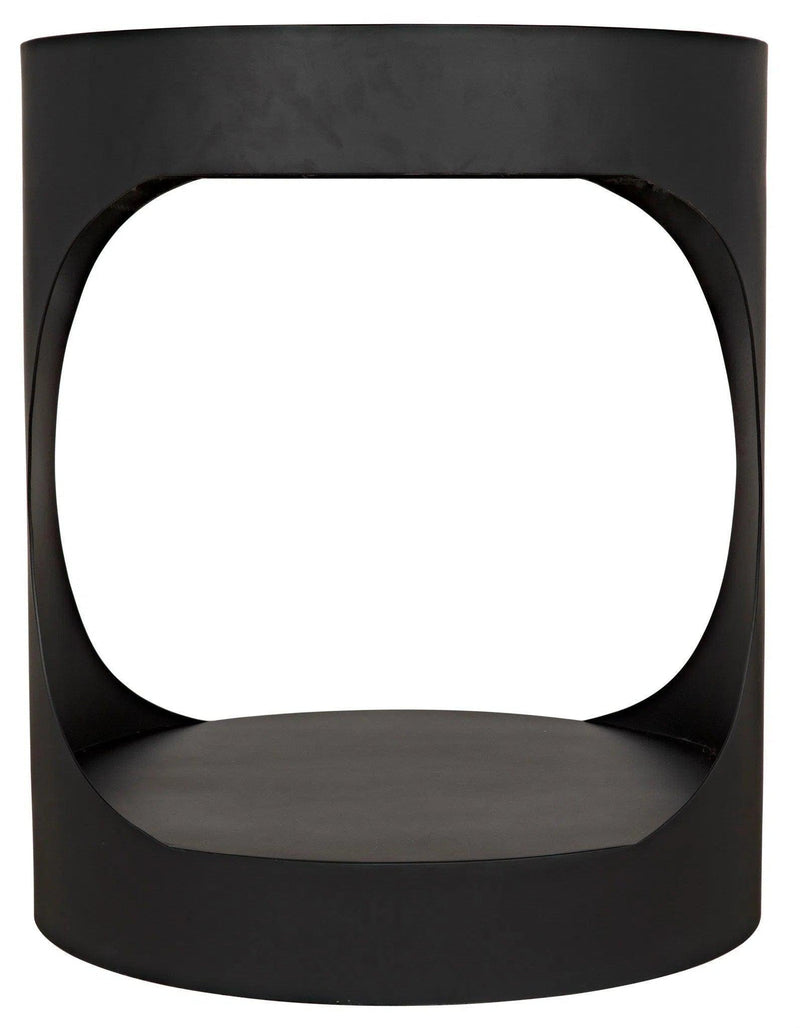 Eclipse Black Steel Round Side Table Side Tables LOOMLAN By Noir