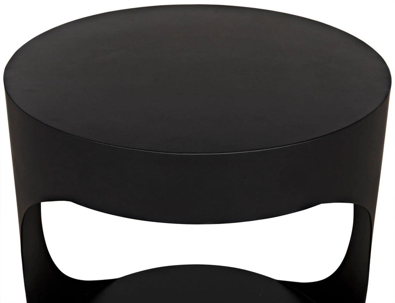 Eclipse Black Steel Round Side Table Side Tables LOOMLAN By Noir