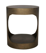 Eclipse Round Side Table, Metal with Aged Brass Finish Side Tables LOOMLAN By Noir