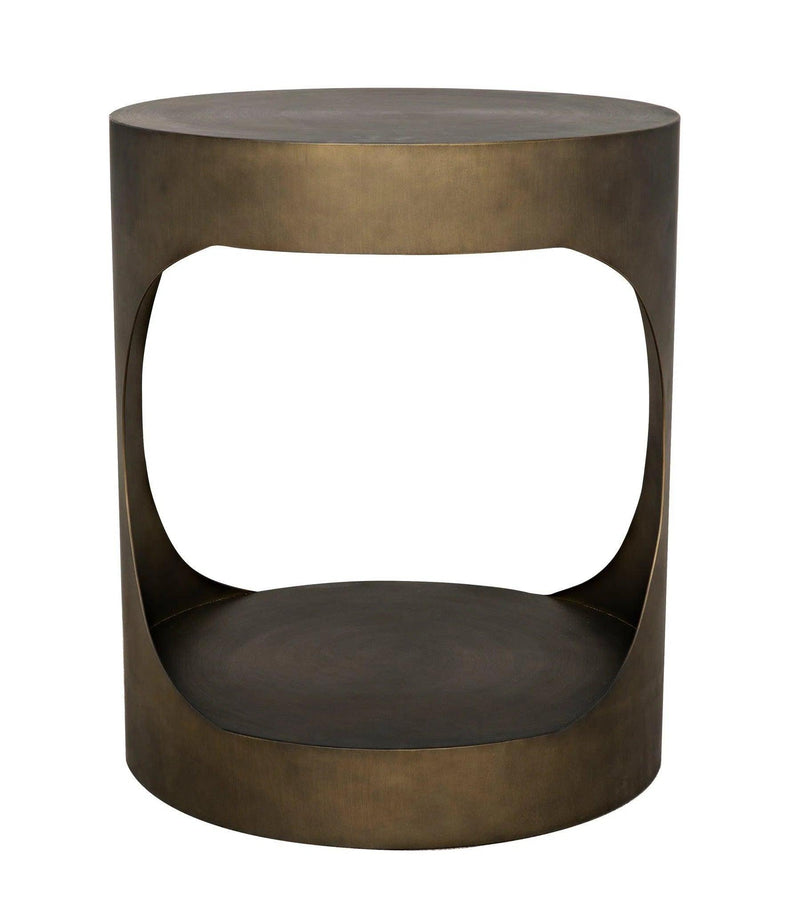 Eclipse Round Side Table, Metal with Aged Brass Finish Side Tables LOOMLAN By Noir